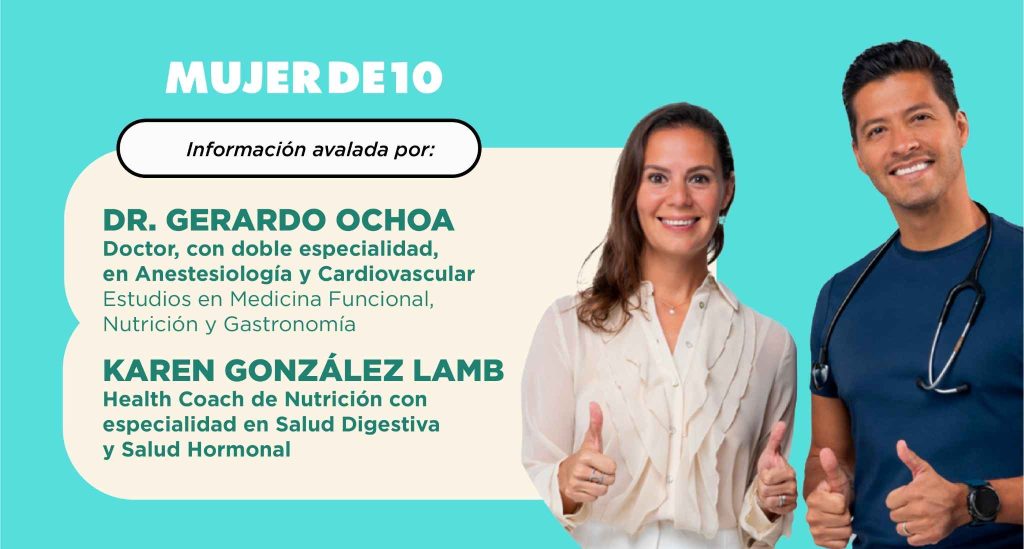 Dr. Gerardo Ochoa y Karen González Lamb, quienes avalan información sobre diabetes y alimentación saludable.