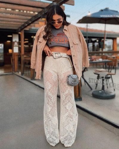 Pantalones de encaje blancos