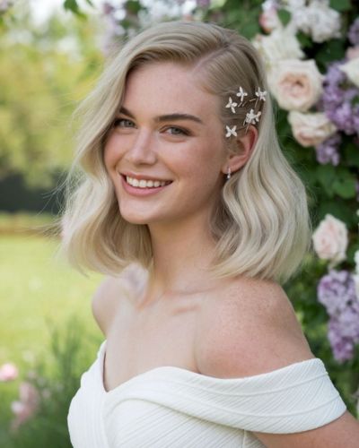 Peinado con raya de lado con aplicaciones de estrellas 