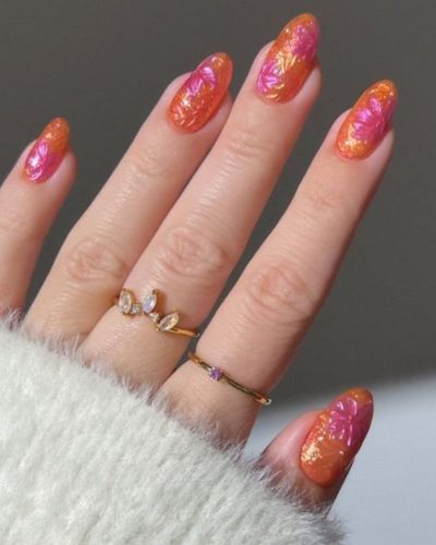 Sunset nails + efecto relieve 