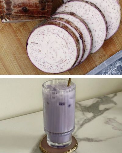 La bebida de taro es una popular infusión cremosa, de color morado o lila, preparada a base de la raíz del tubérculo taro.