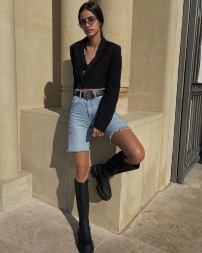 Bermudas de mezclilla con blazer corto