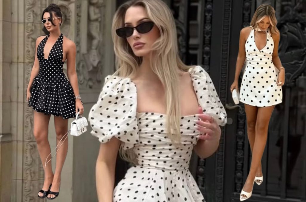 Esta primavera, los vestidos con polka dots regresan con una estética más pulida y sofisticada, perfecta para quienes aman el estilo old money.