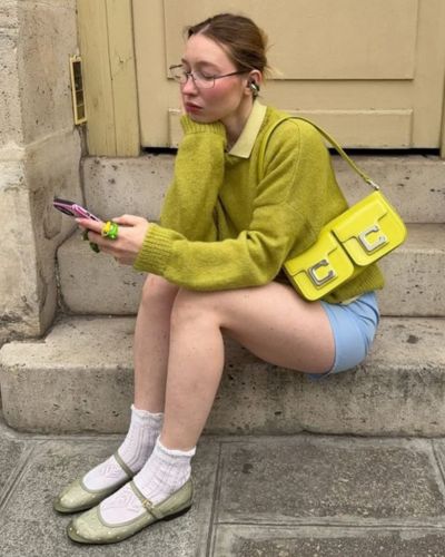 Zapatos jelly color verde con calcetas