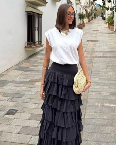 Looks de faldas con olanes 