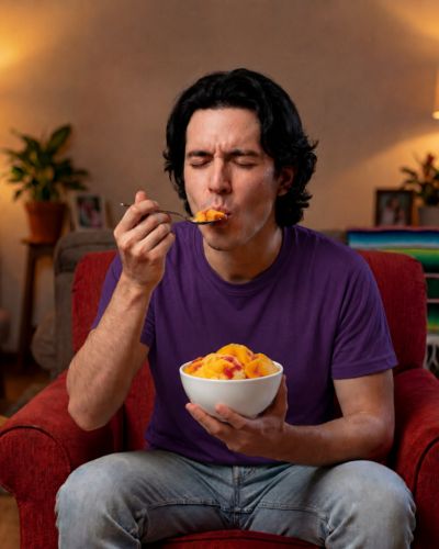 Helado con sabor dulce, ácido y picante