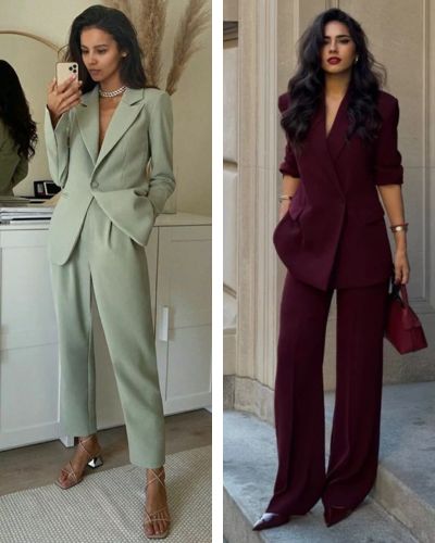Trajes sastre verde salvia y vino 